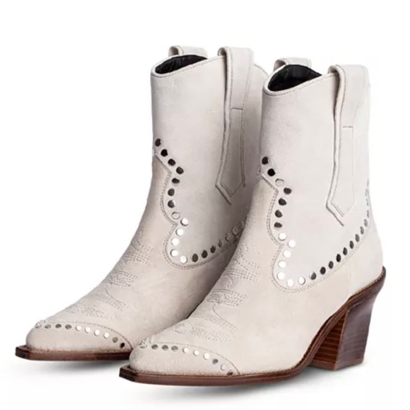 BNWT Zadig & Voltaire Women's Cara Studded Western Block Heel Booties Flash 39 - Picture 4 of 4